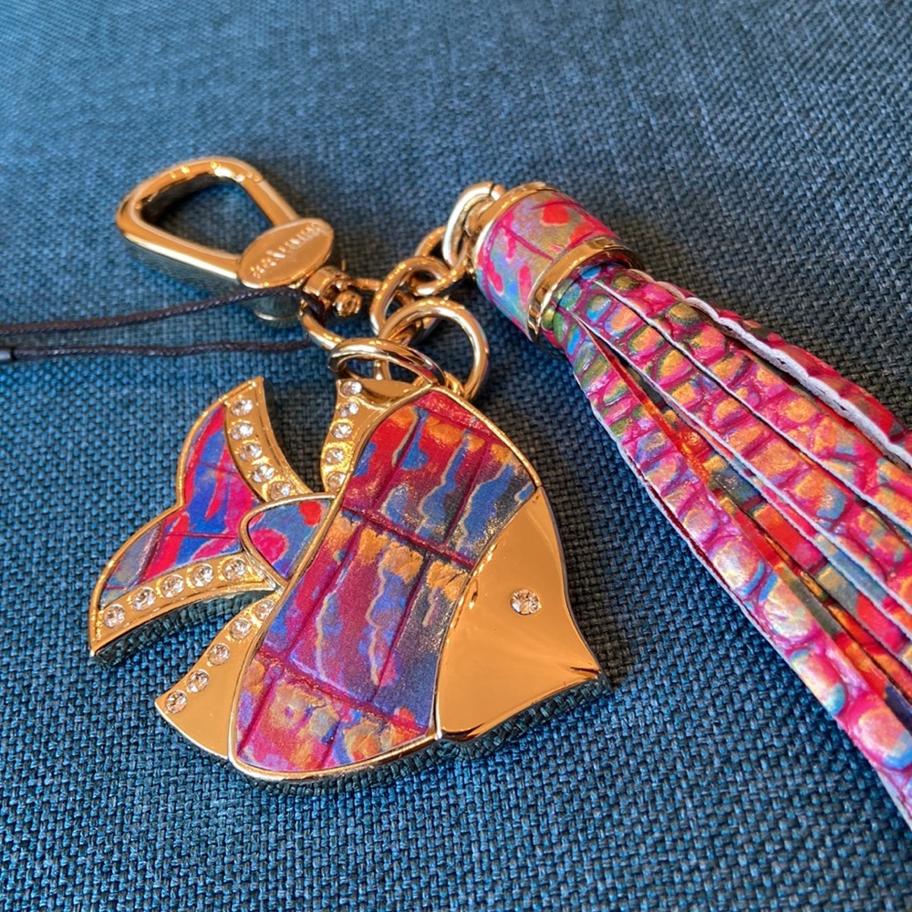 Brahmin Rainbow Fish charm tassel keychain